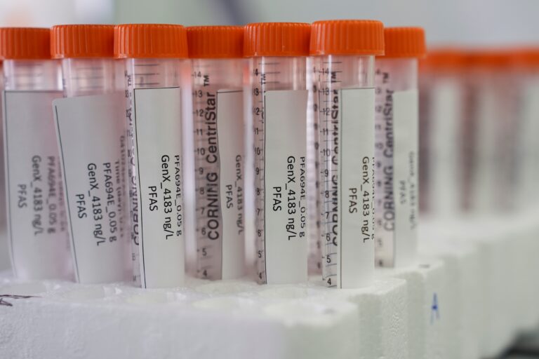 Vials containing samples of PFAS