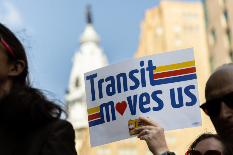 Public transit supporters rallied outside SEPTA headquarters