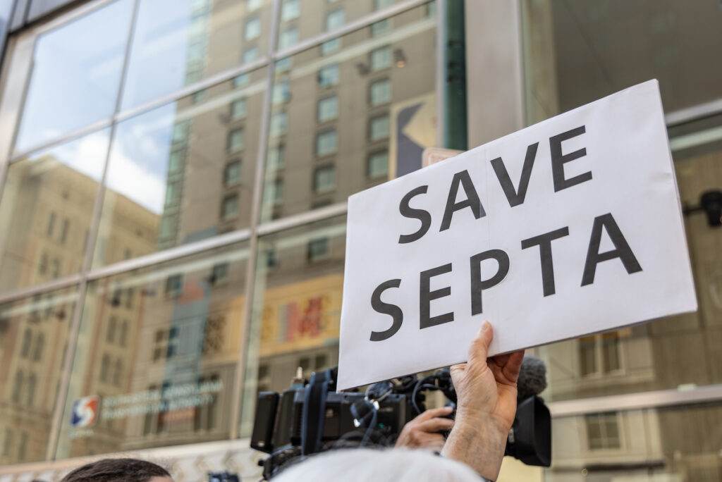 Public transit supporters rallied outside SEPTA headquarters
