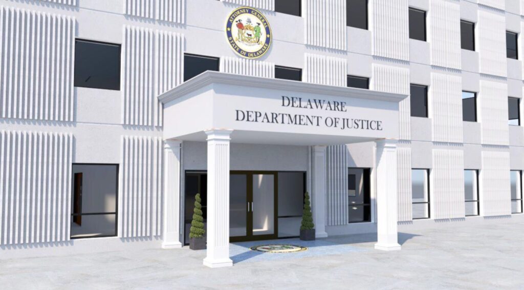 A rendering showing the entrance of the building