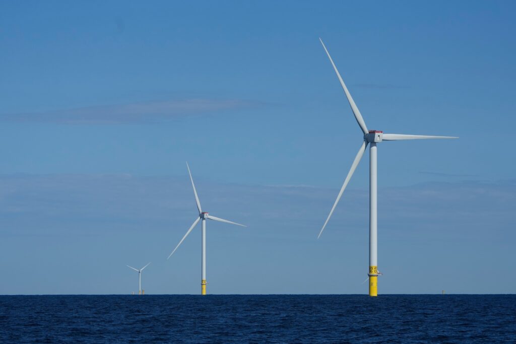 Wind turbines of South Fork Wind are seen off the coast of Block Island, Rhode Island