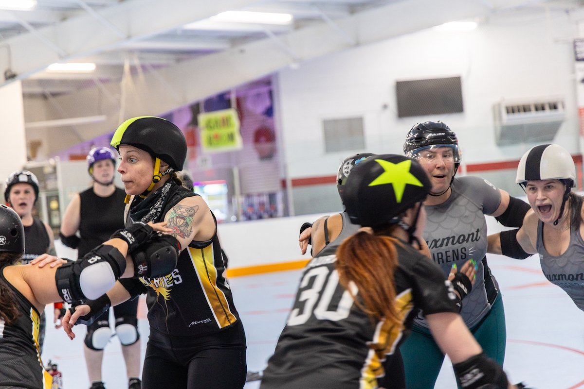 Roller Derby players practice in Hatfield