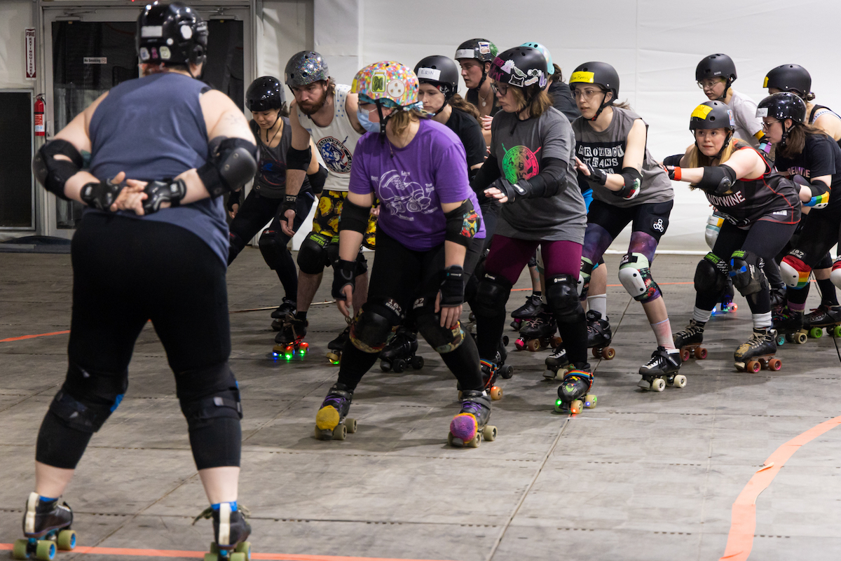 Roller Derby players practice in Hatfield