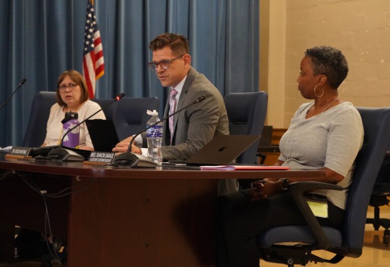 Ross Whiting, Cheltenham School District director, speaks at a school board meeting