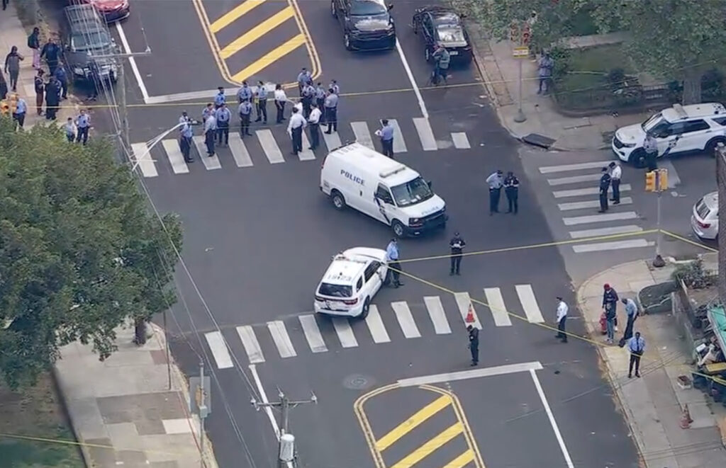 shooting-near-overbrook-high-school-2025-05-07 police officers in the street
