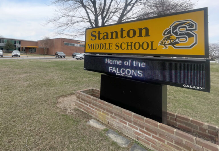 a sign for Stanton Middle School