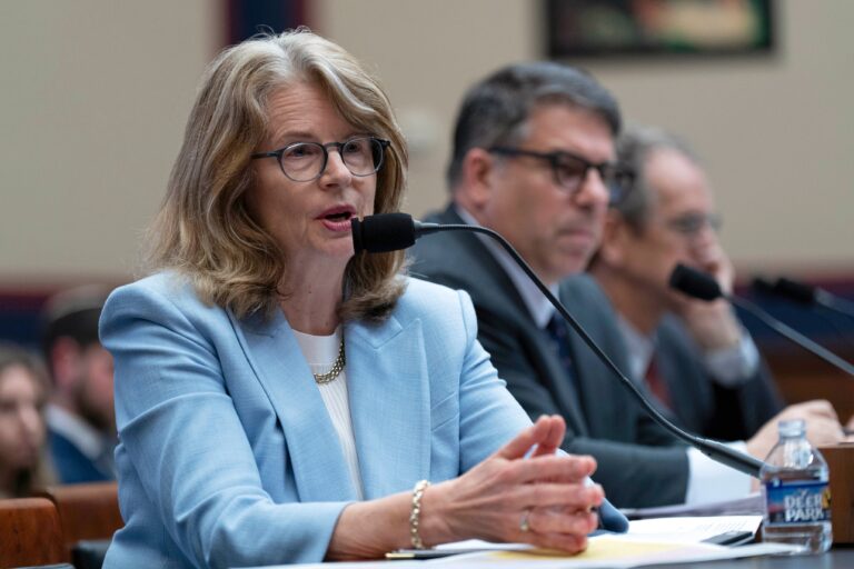 Wendy Raymond speaks at a hearing on campus antisemitism