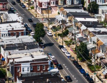 An aerial view of residential streets in West Philadelphia