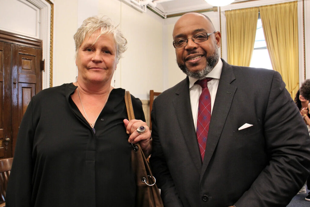 Pictured in 2019: Laurel Raczka, executive director of the Painted Bride Art Center, and John Barber, chairman of the board of the nonprofit