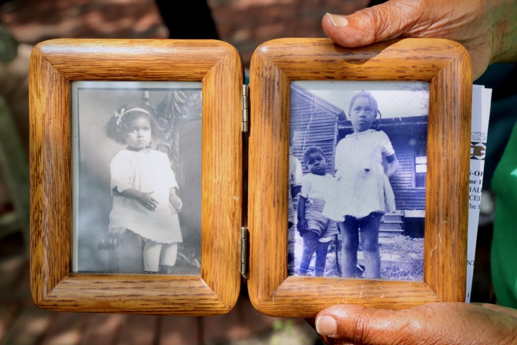 two photos, each of a child