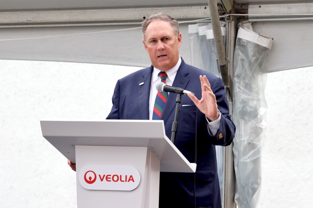 Rob Powelson, president and CEO for the National Association of Water Companies, speaks behind a podium