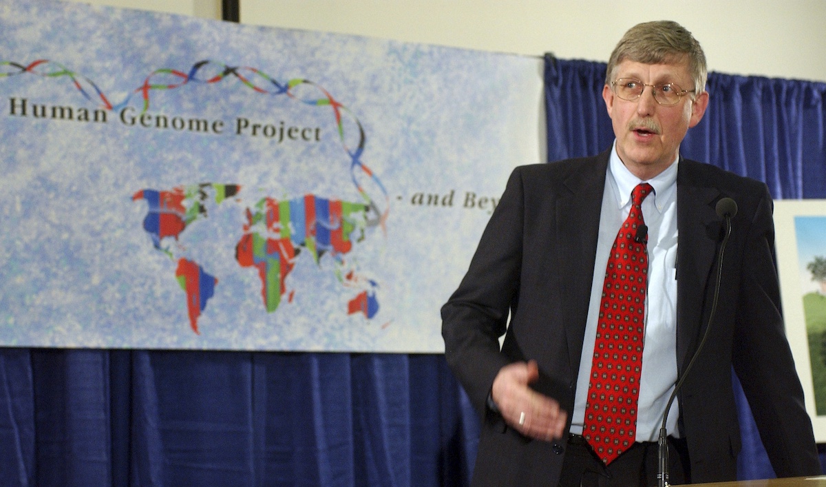 In this April 14, 2003 file photo, Dr. Francis Collins, director of the National Human Genome Research Institute. (AP Photo/Evan Vucci, File)