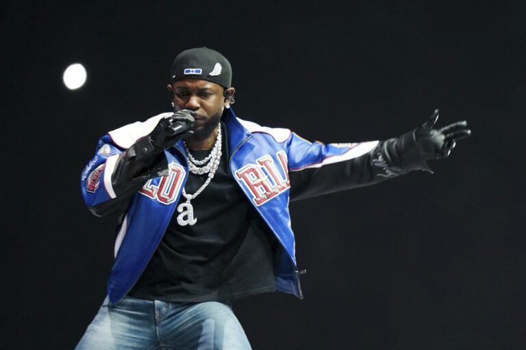 Kendrick Lamar performs at the Super Bowl