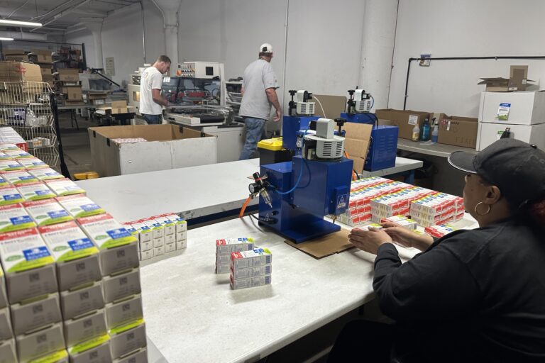 Workers inside the factory