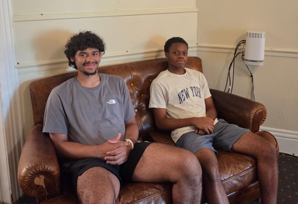 Lower-Merion-ABC-scholars-3 Meno Dwyer and Seth Akuaku sit and smile