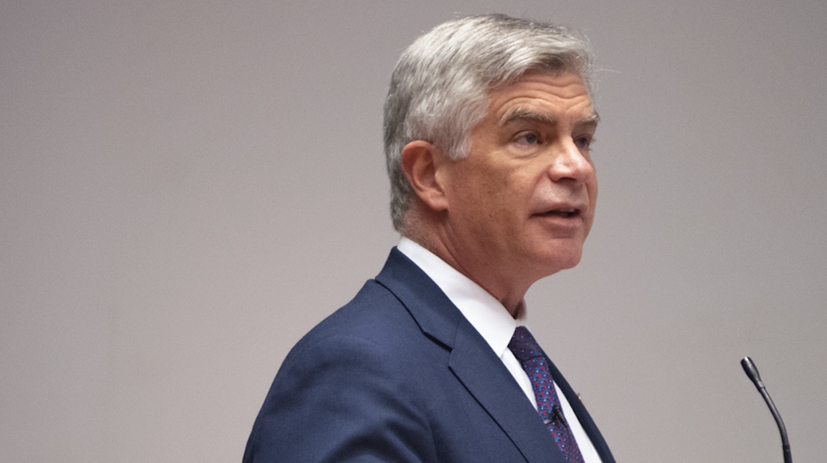 Patrick Harker speaking at a podium