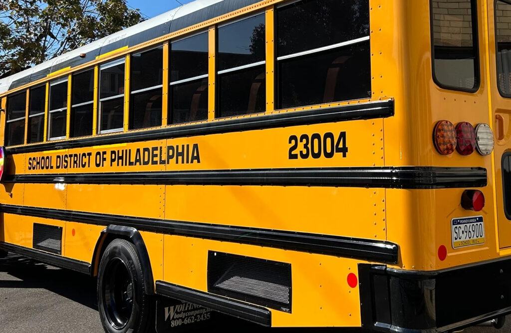philadelphia-school-bus-file File: An electric school bus parked at Lamberton Elementary in West Philadelphia