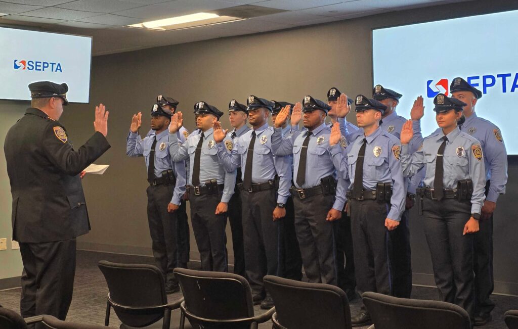 Over a dozen SEPTA police officers take the oath of office