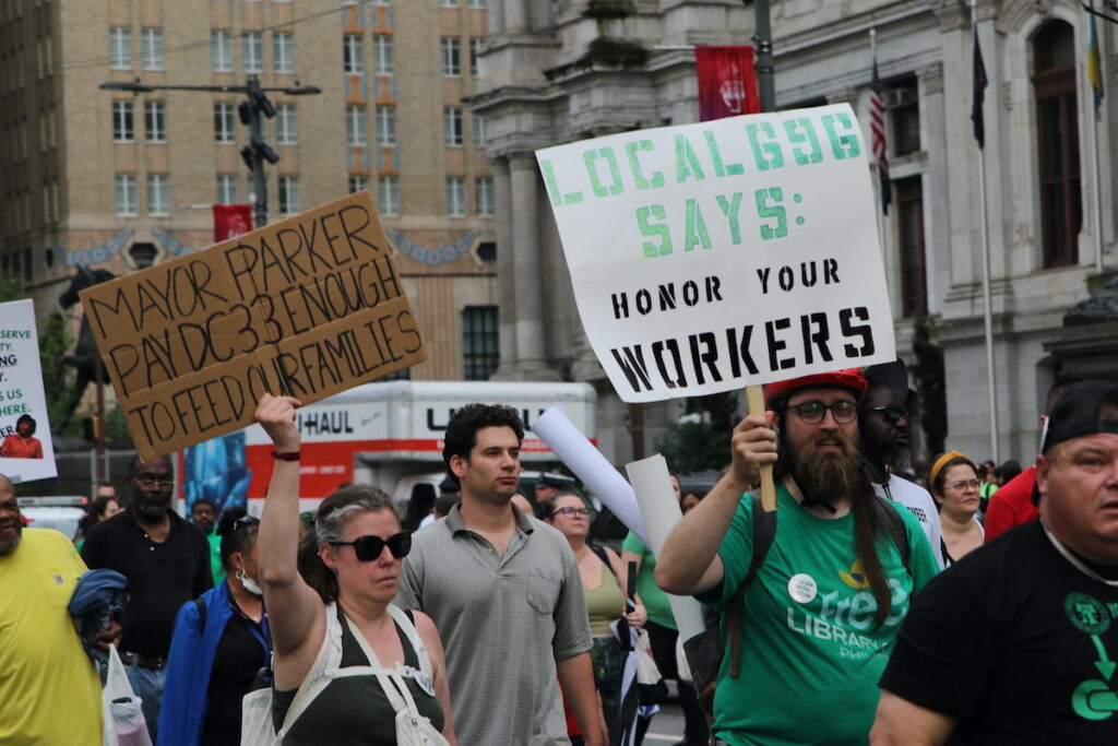 union-member-strike-philadelphia-CS-063025-13 Union members and supporters marched around City Hall