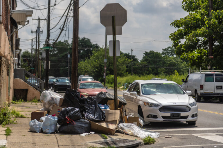 Illegal dumping is seen on a North Philly street