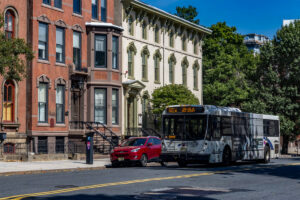 public transportation bus on a new jersey street