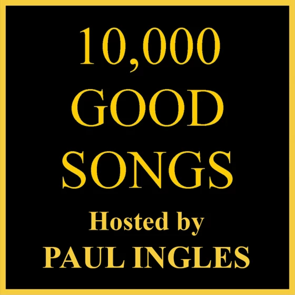 A graphic/logo image for 10,000 Good Songs. The background is black and outlined in yellow. The text 