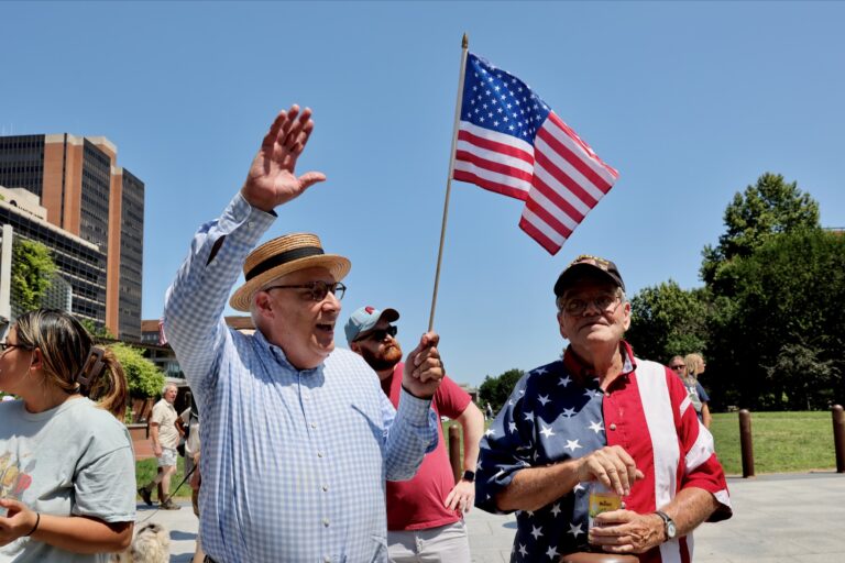 People watch the Fourth of July parade in Philadelphia.