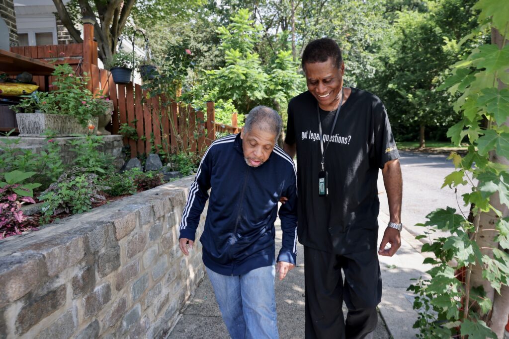 2025 07 11-e lee-james henry joseph dennis-philadelphia-senior companion program walk The Senior Companion Program's Joseph Dennis walks with James Henry