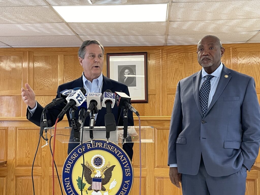 U.S. Reps. Donald Norcross and Herb Conaway at press conference