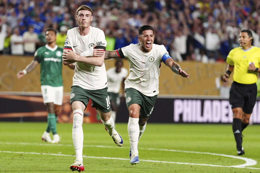 Soccer players celebrate in Philadelphia