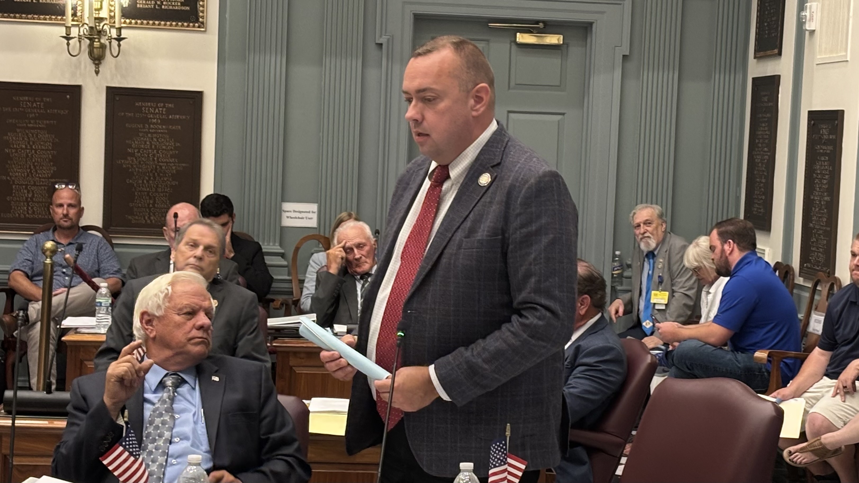 Brian Pettyjohn speaks in Legislative Hall
