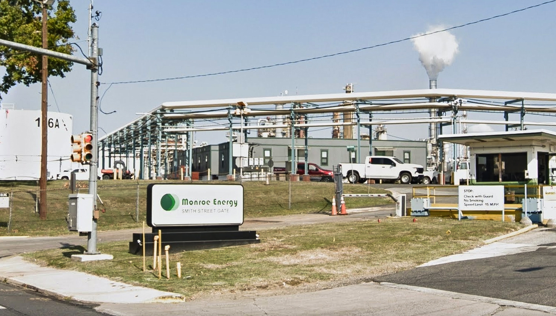 the entrance to Monroe Energy’s Trainer Refinery