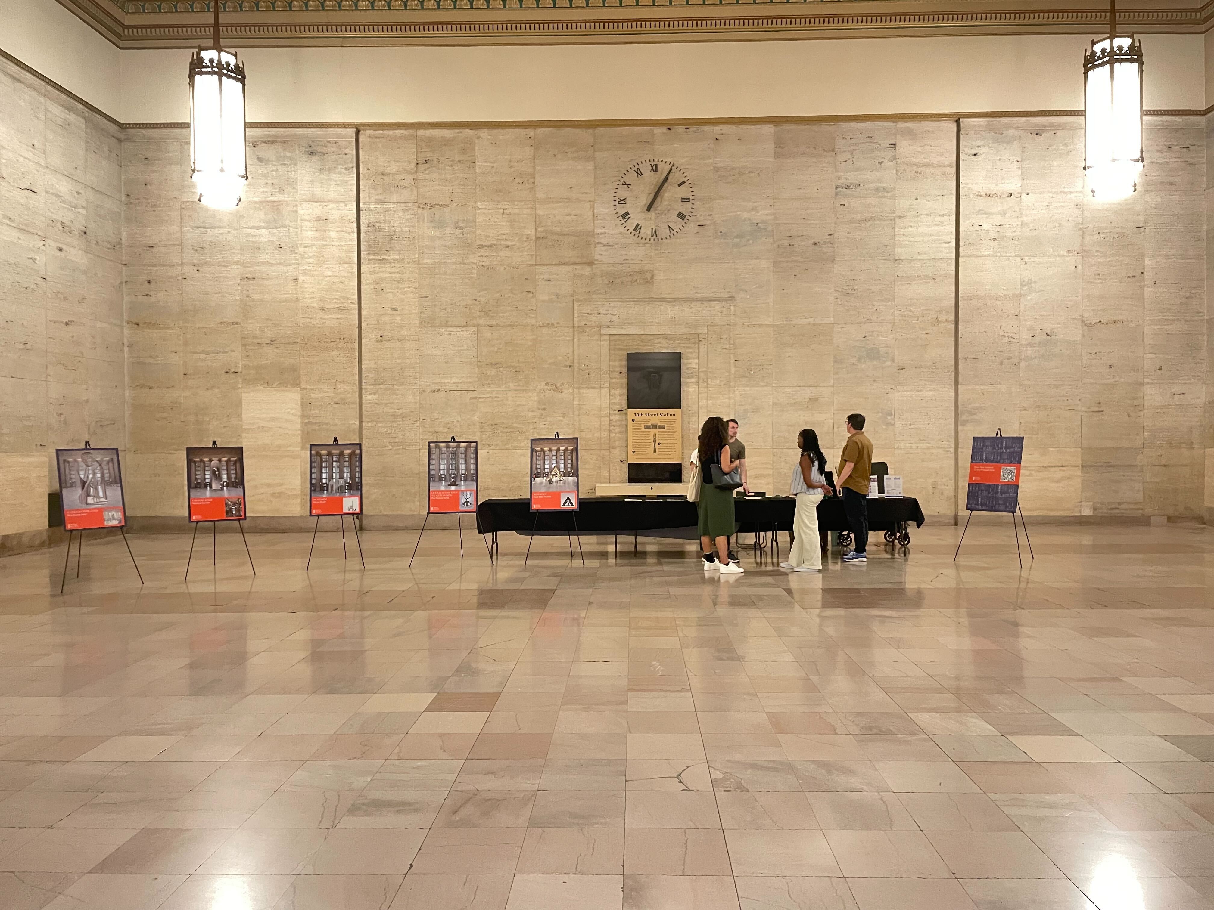 Five proposals for the memorial on display at 30th Street Station