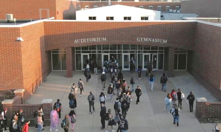 Students entering the school