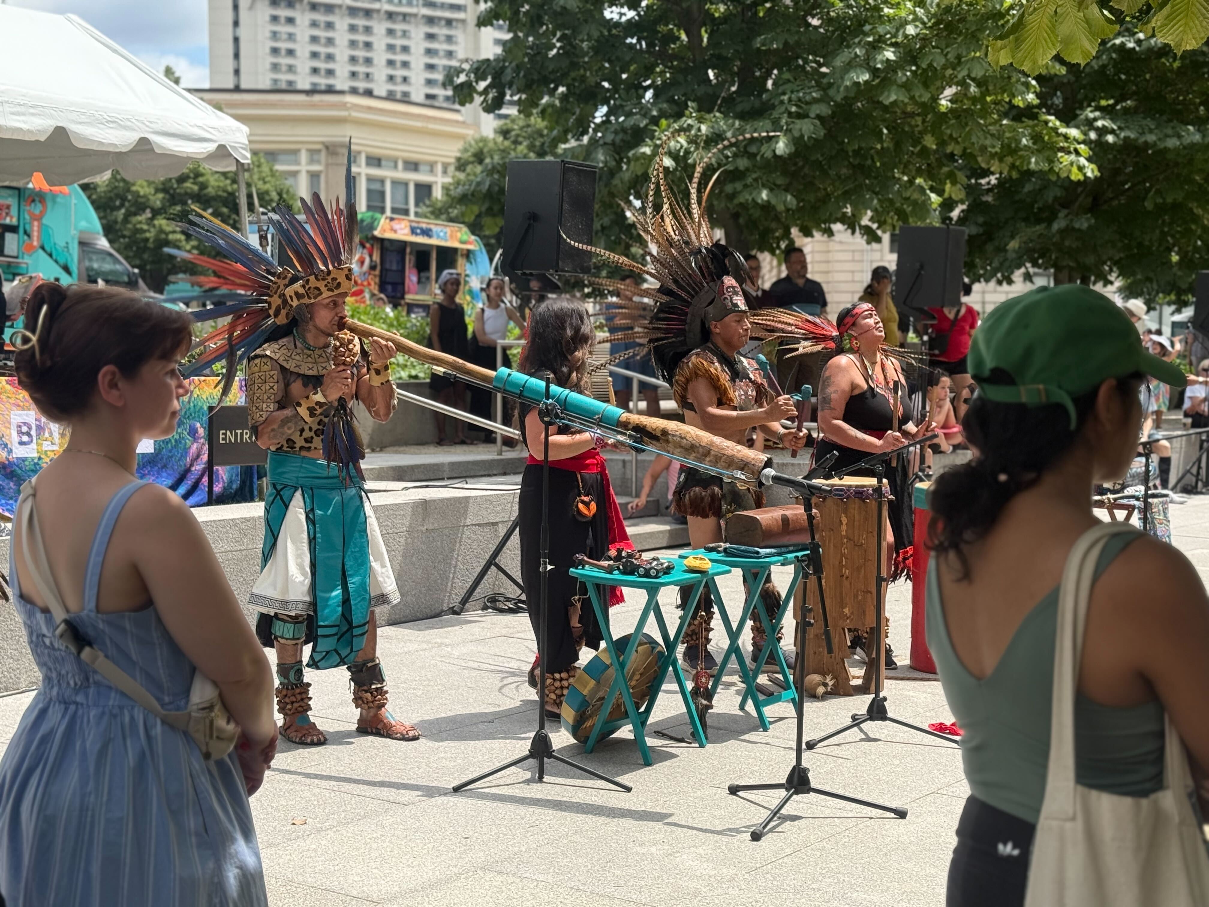 The Aztec dance troupe Canpatlaneci performing