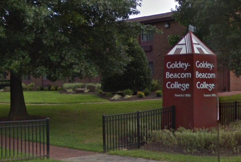 a sign for Goldey–Beacom College