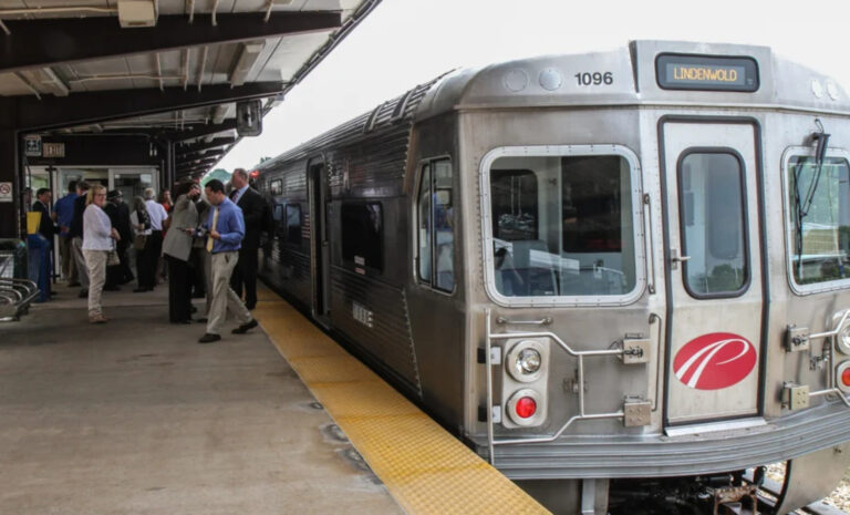 A PATCO train pulls into a station