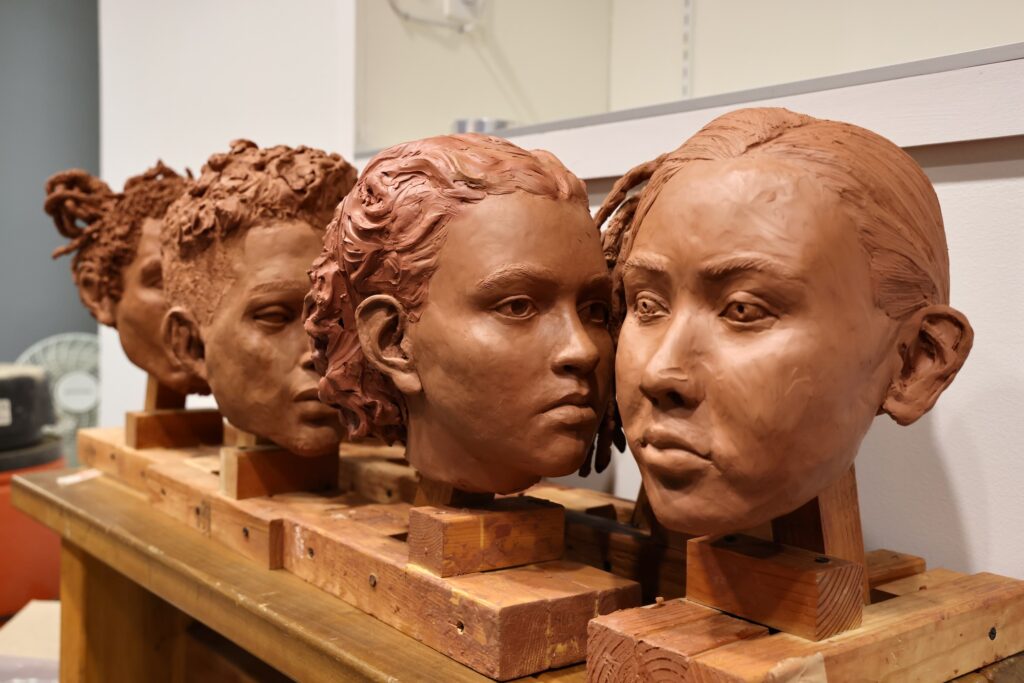 Practice sculptures by University of the Arts students