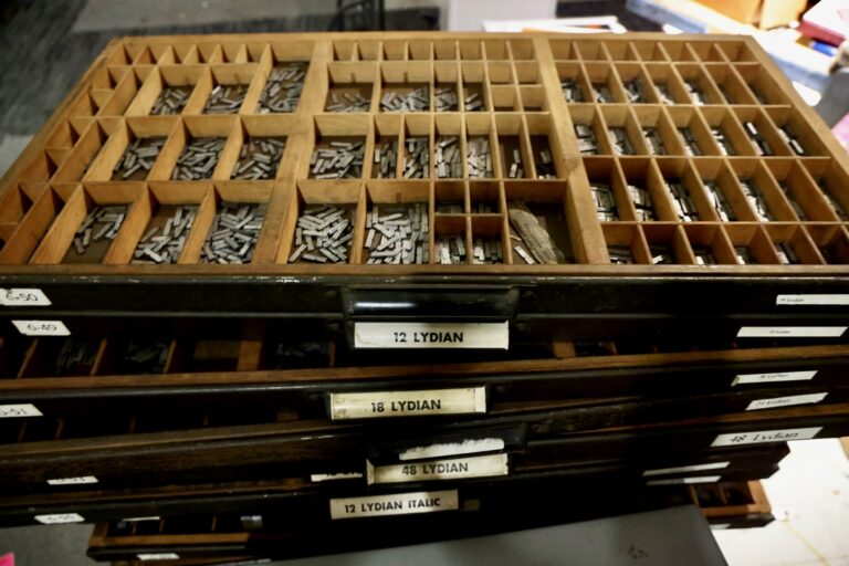 Letterpress kits salvaged from Anderson Hall