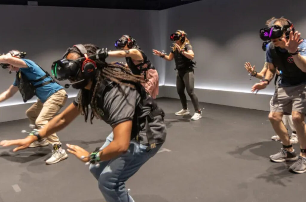sandbox-vr-philadelphia Billy Penn staff try out the Squid Games virtual reality experience