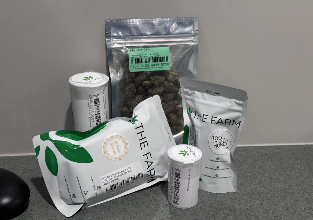 Various marijuana products sitting on a table