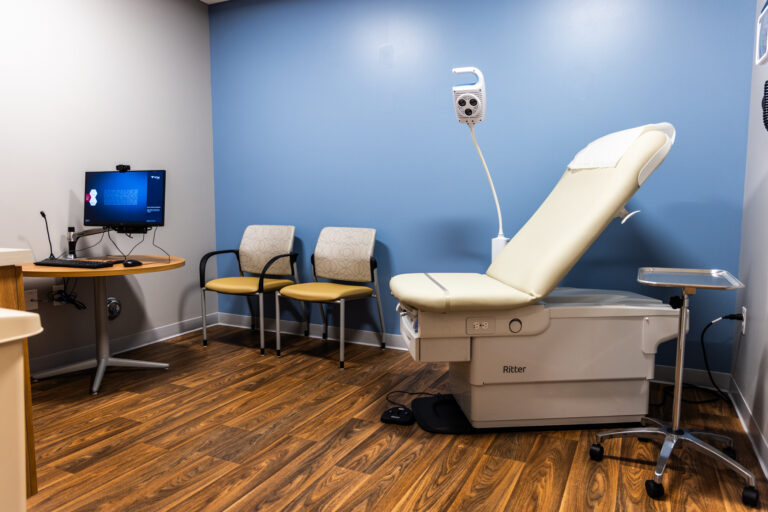 An exam room in the new Oliver Station Virtua Health primary care clinic