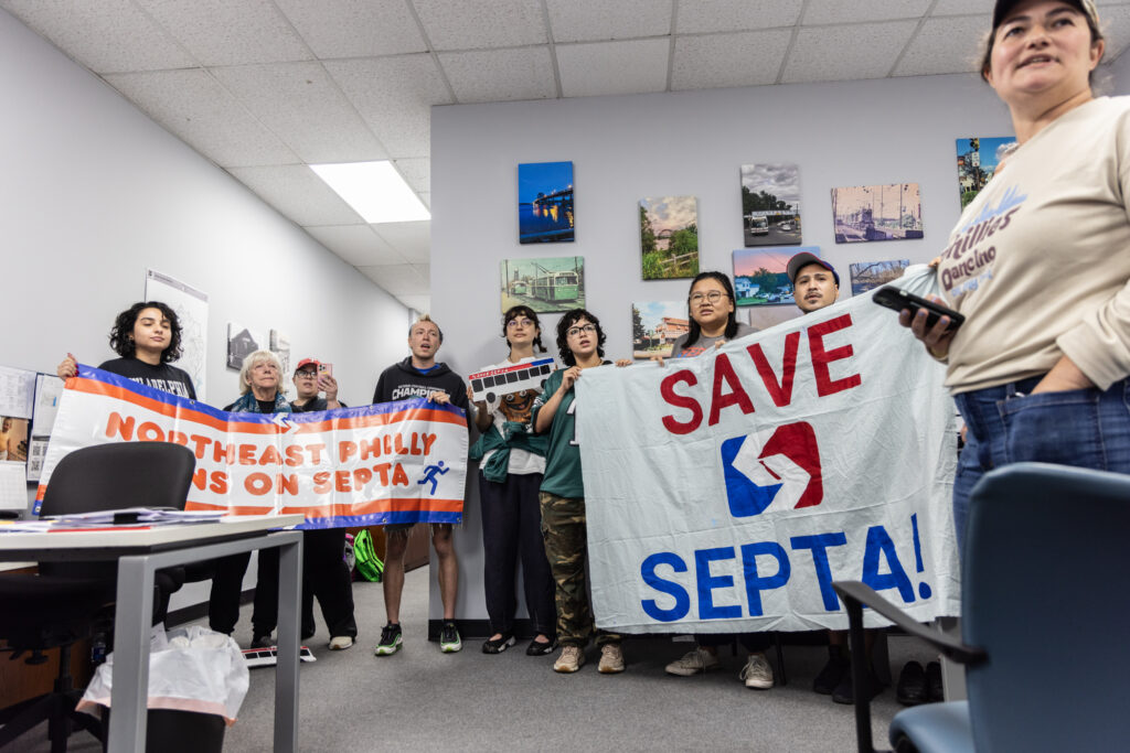 08 18 2025 k paynter Picozzi office protest SEPTA SEPTA protesters inside Joe Picozzi’s office