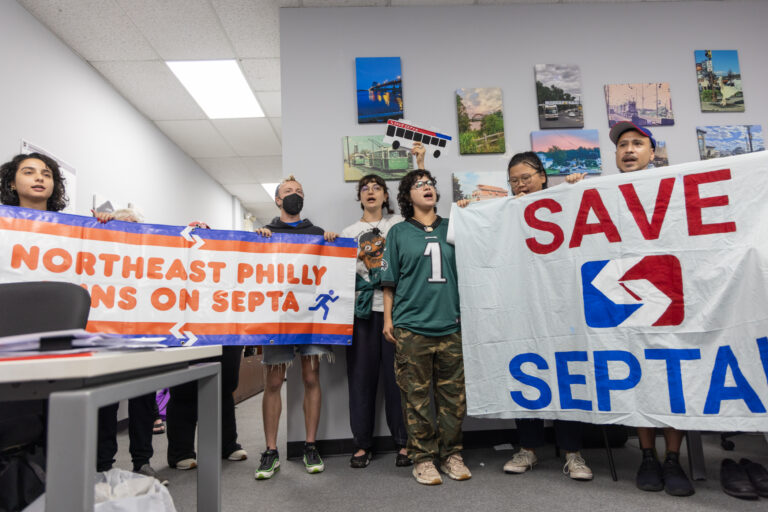 SEPTA protesters inside Joe Picozzi’s office