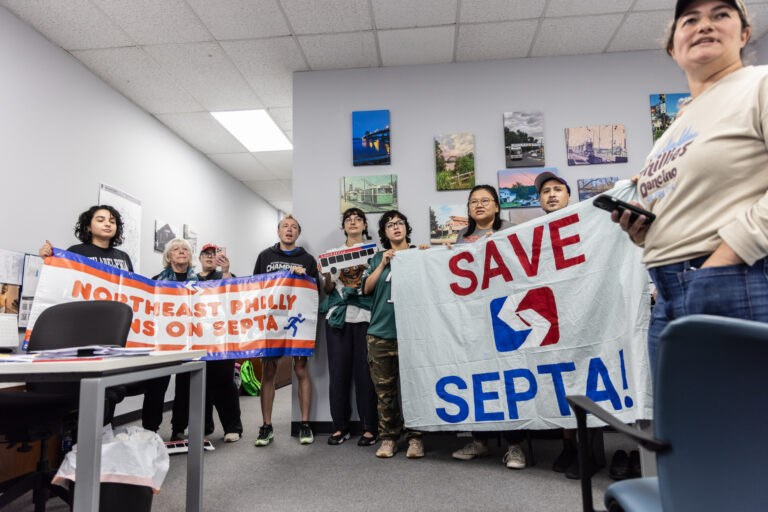 SEPTA protesters inside Joe Picozzi’s office