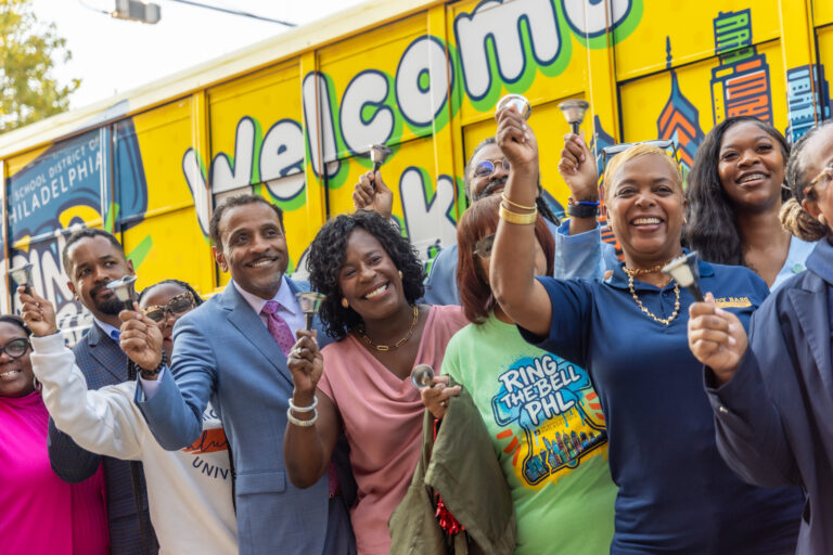 Philadelphia Superintendent Tony Watlington Sr. and Mayor Cherelle Parker joined City Council members and members of the Philadelphia Board of Education to ceremoniously ring the bells