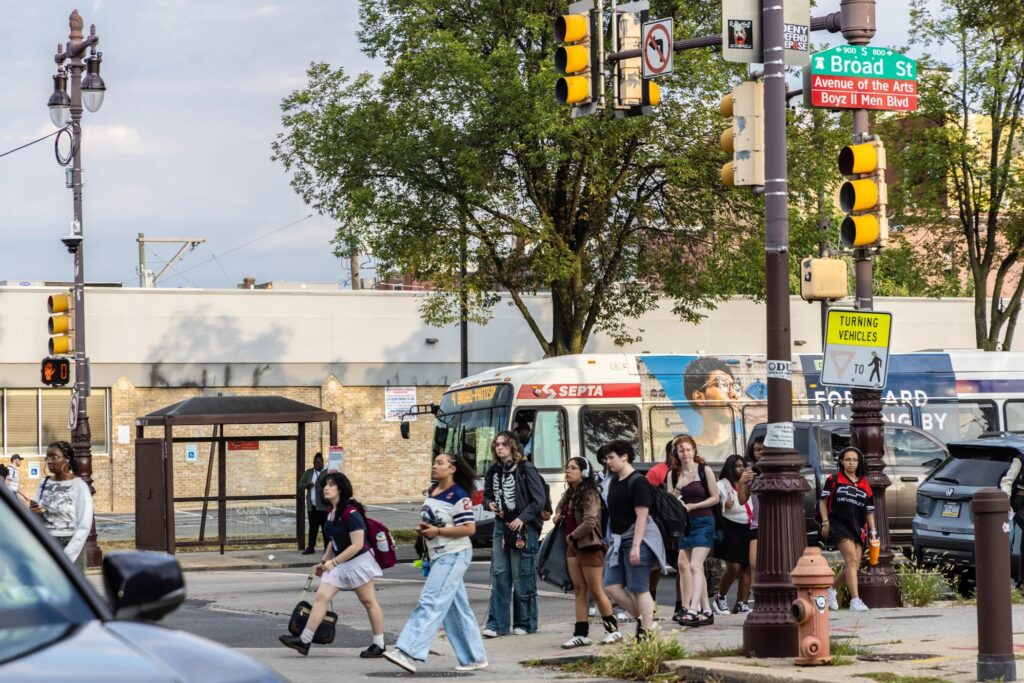 students walking to school