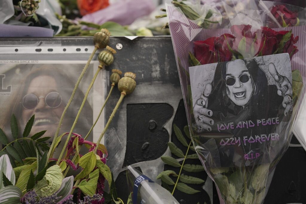 Britain Ozzy Osbourne Flowers and messages are left by fans to commemorate the death of Ozzy Osbourne