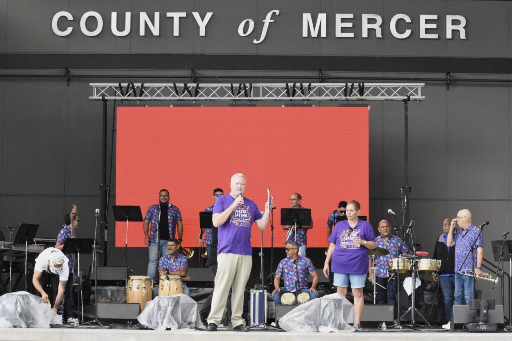 Mercer County Executive Dan Benson speaks on stage during last year's Fiesta Latina