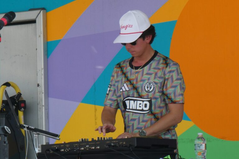 a DJ performing